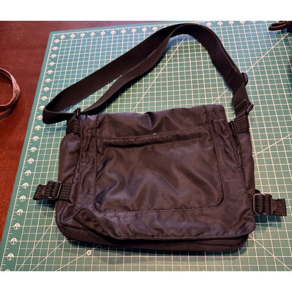 NY & Co Black Nylon Messenger Bag With Adjustable Strap & Multiple Compartments